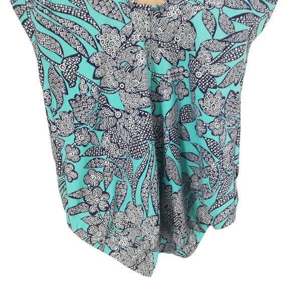 Lands End One Piece Floral Geometric Slimming Tank Swimsuit Size 14 Stretch Blue - Picture 7 of 9
